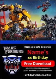 Transformers Invitations Birthday Invitations