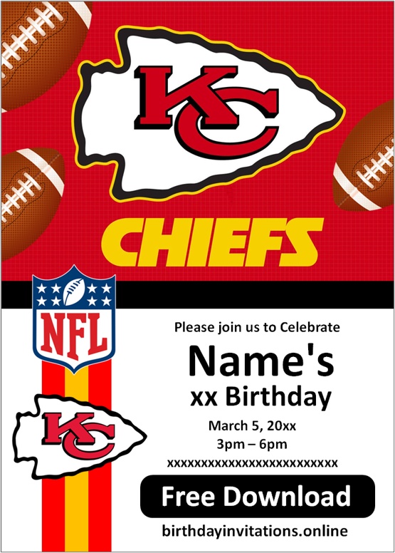 NFL Kansas City Chiefs Birthday Invitation