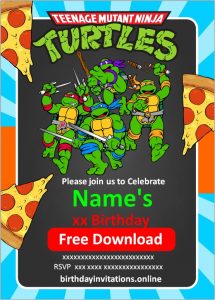 Ninja Turtles Birthday Invitations - Ninja Turtles Invitation 6 215x300 