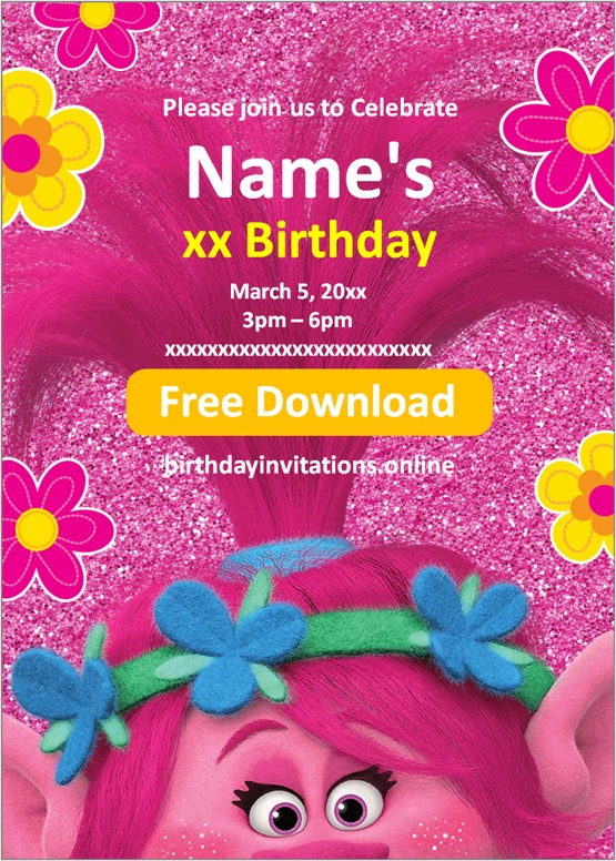 Trolls Birthday Invitations