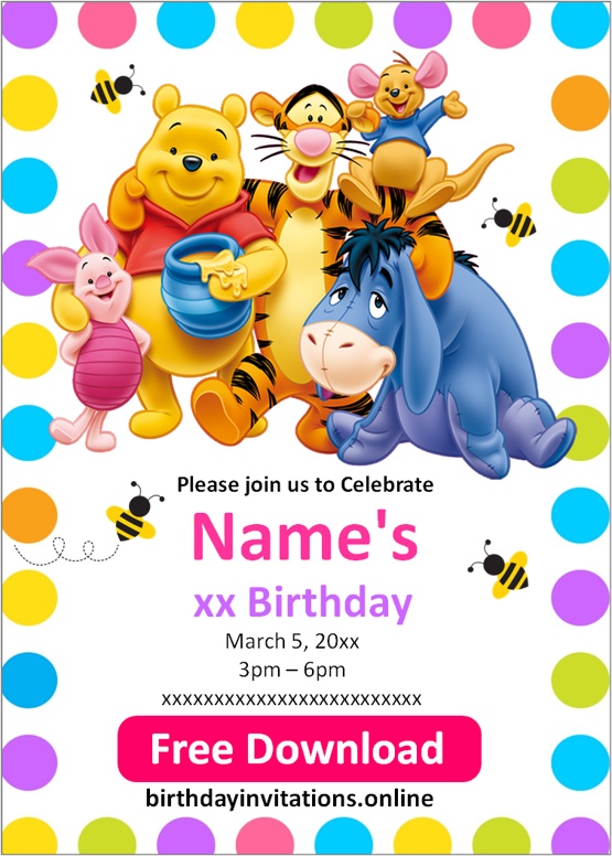 Winnie The Pooh Birthday Invitations