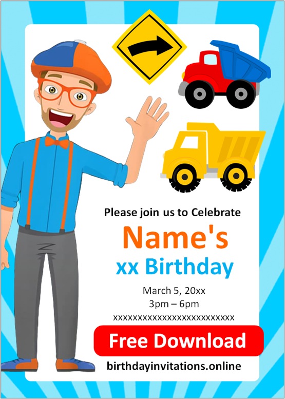 blippi invitations online free