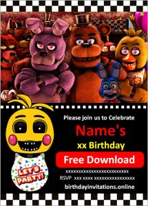 Five Nights at Freddy's Invitations Birthday Invitations