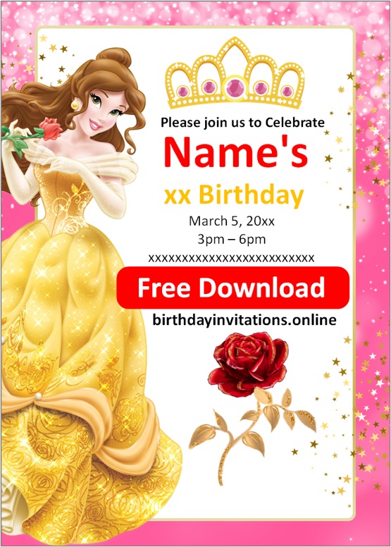 Beauty and the Beast Birthday Invitation