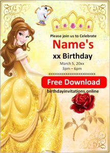 Princess Belle Birthday Invitations Birthday Invitations