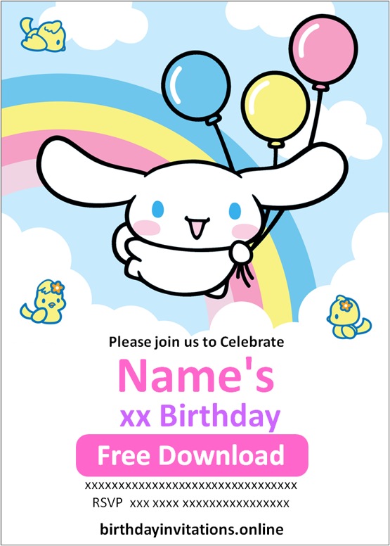 cinnamoroll birthday invitation