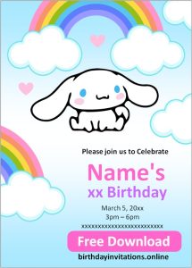 Cinnamoroll Birthday Invitations Birthday Invitations