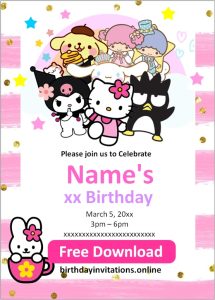 FREE HELLO KITTY birthday Invitations Template online FREE HELLO KITTY birthday Invitations Template online