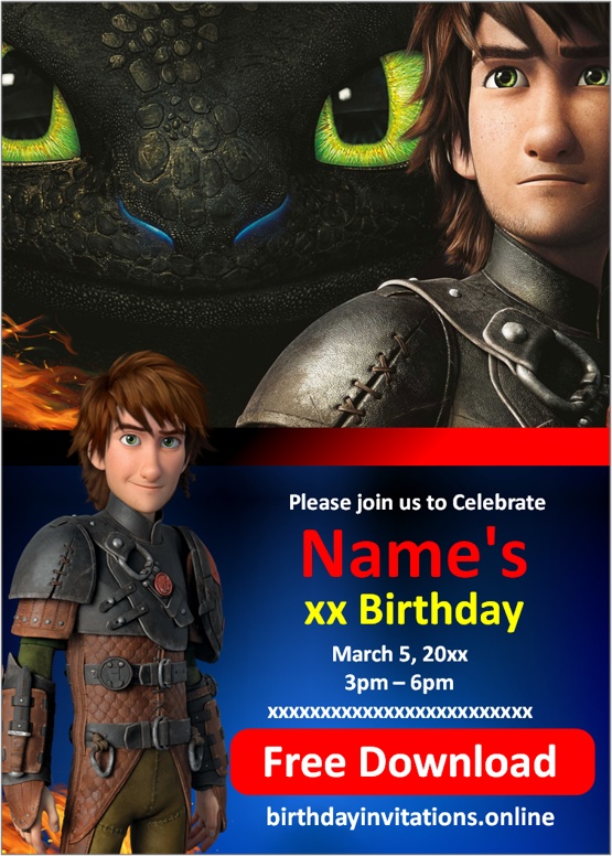 how to train your dragon birthday invitations