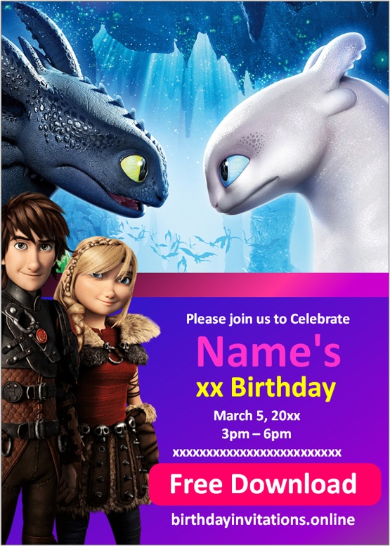 How to Train Your Dragon Birthday girl Invitation