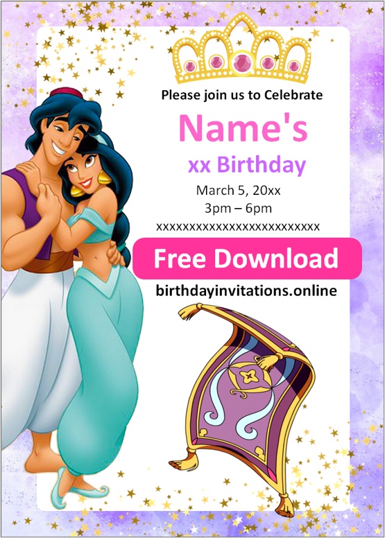 jasmine birthday invitation template free