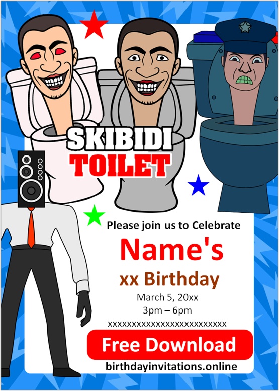 skibidi toilet invitations