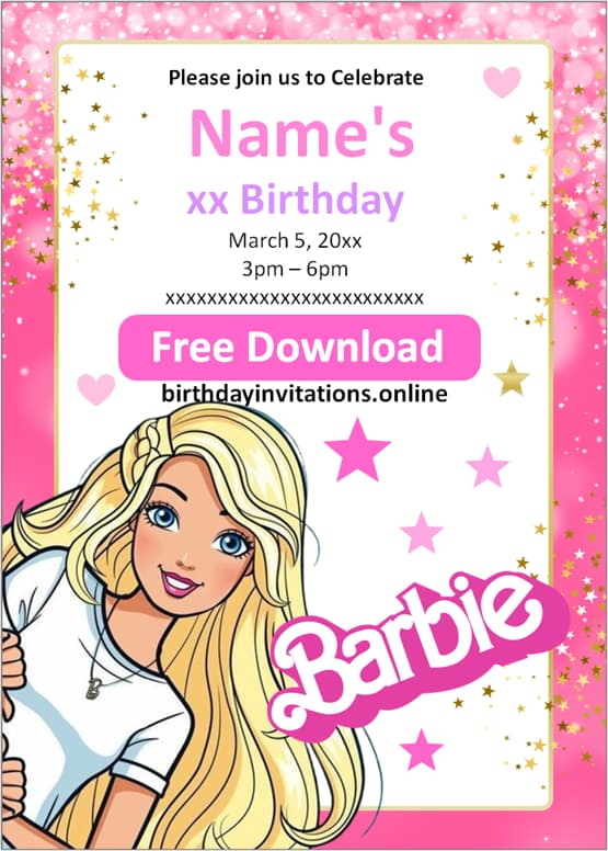 Barbie birthday invitations online