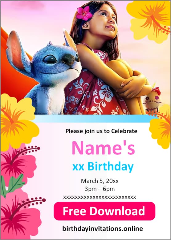 Stitch birthday invitations free online
