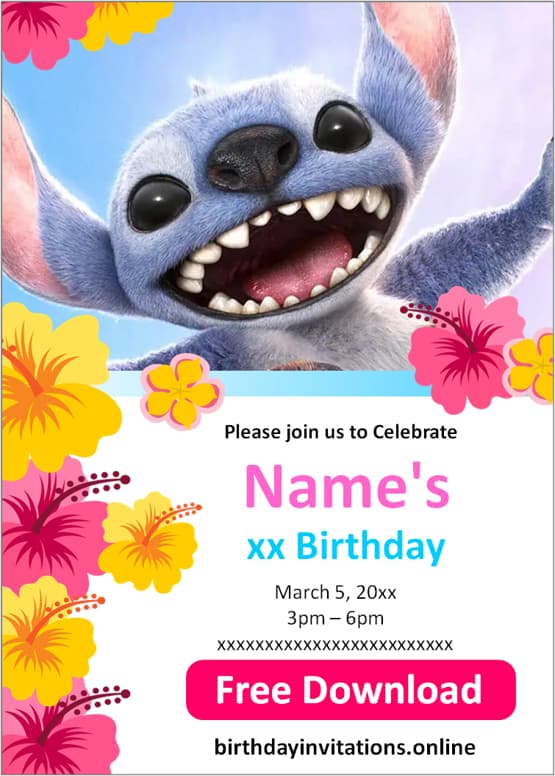Stitch party invitation