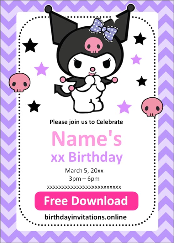 kuromi invitations template