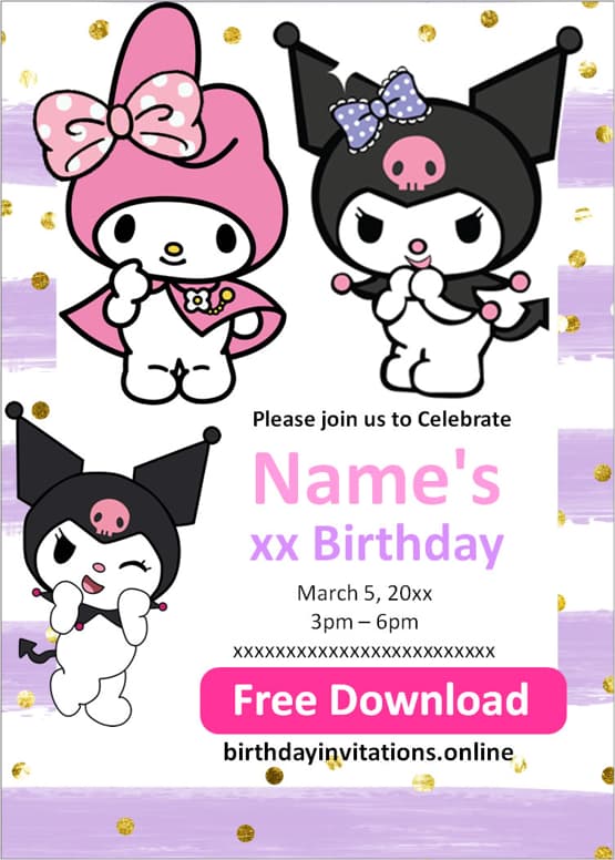 free My Melody and Kuromi Invitation