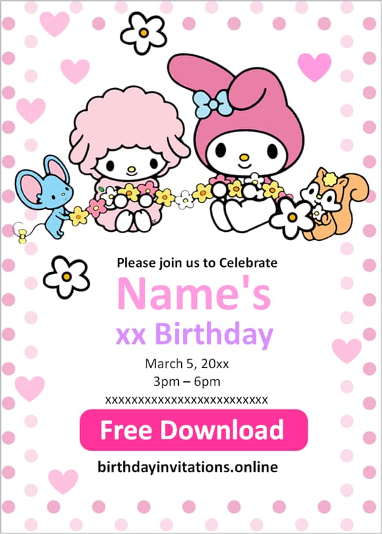 my melody invitation template free download